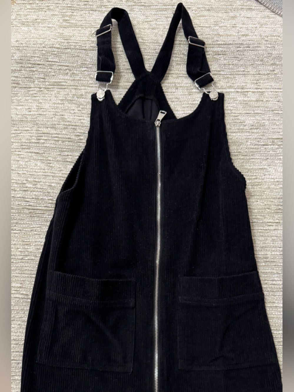 Black Corduroy Zip-Up dress